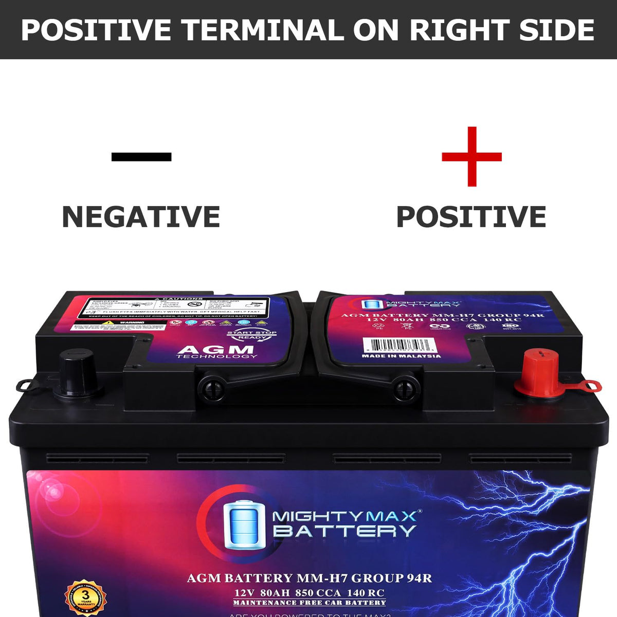12V 80AH 850 CCA Replacement Battery B140