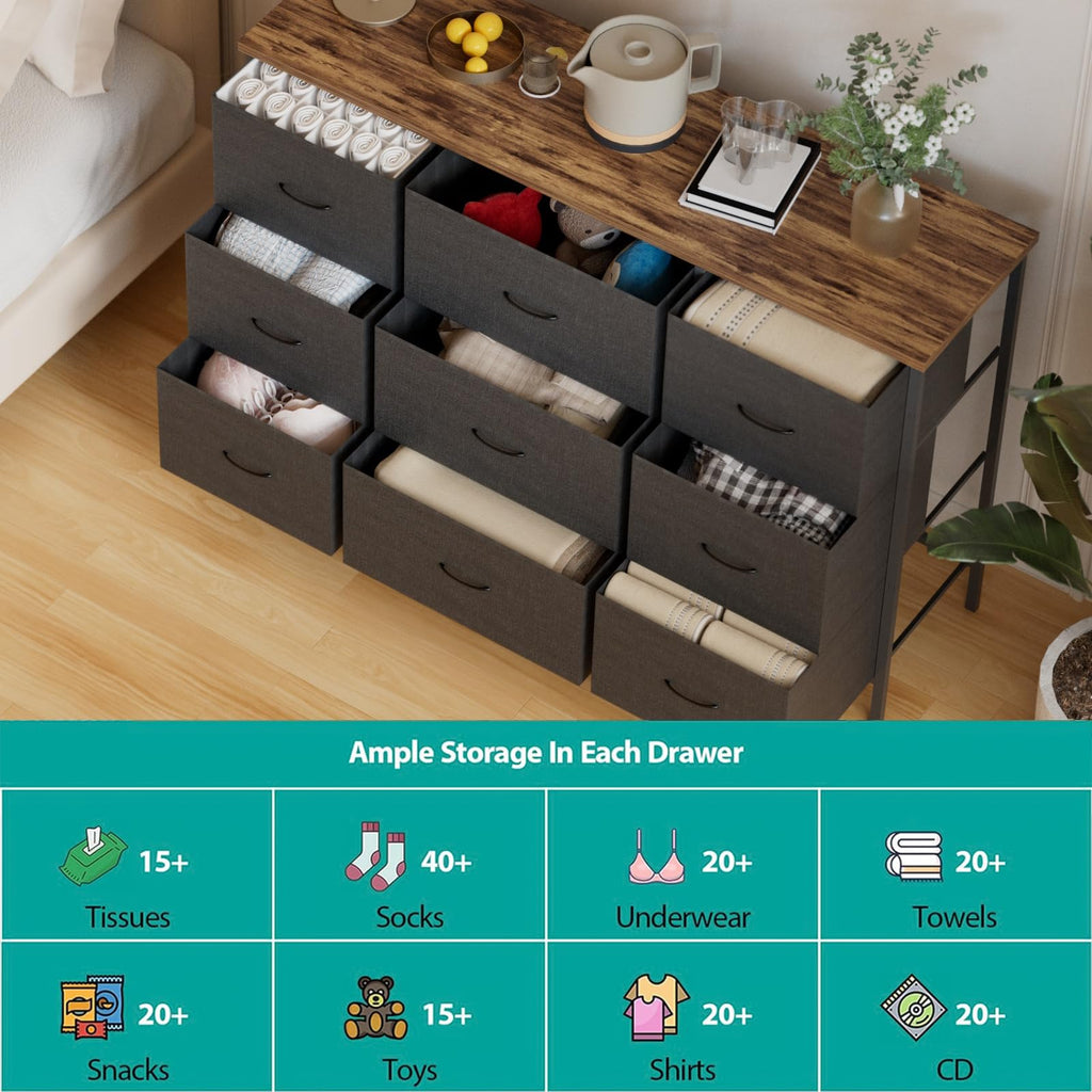 Black 9 Drawer Dresser W471331