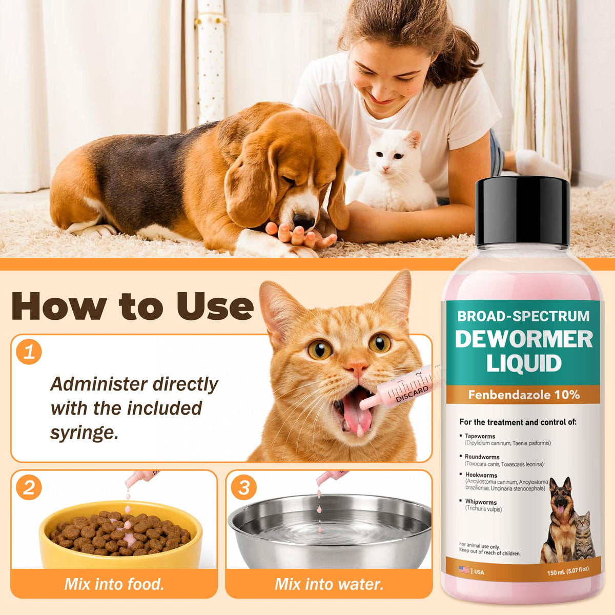 Fenbendazole Liquid 10% Dewormer 150ml Y277