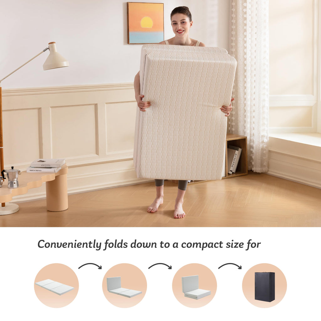 3 Inch Twin Tri Fold Memory Foam Mattress Topper Z1972