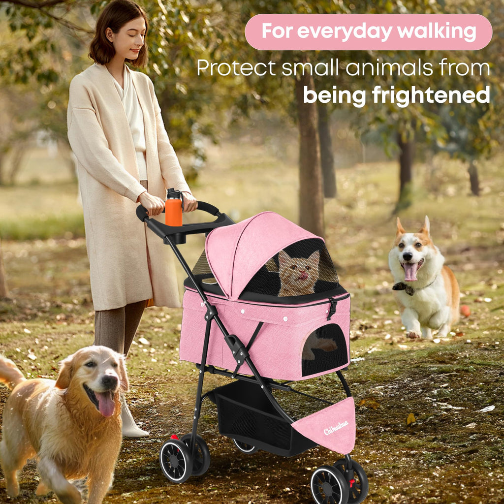 Pink 3 Wheels Pet Stroller R255078