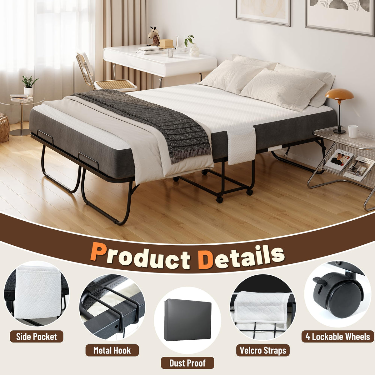 Full Size Folding Bed with Memory Foam Mattress G2817