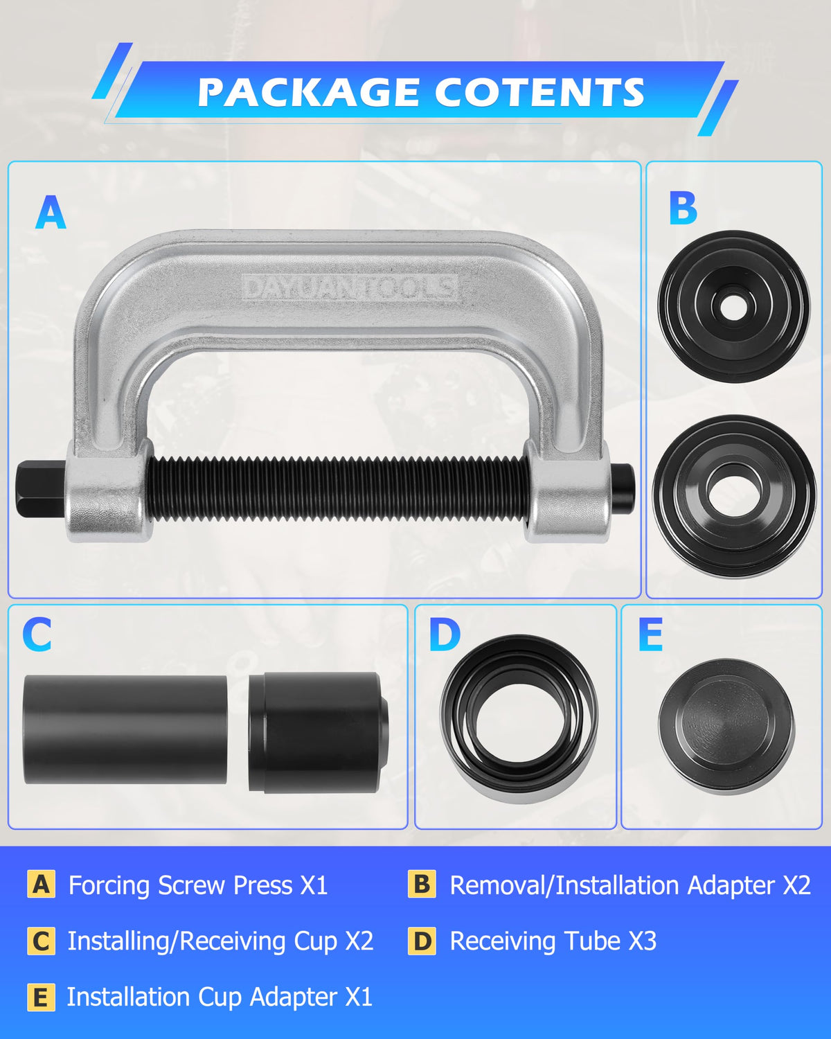 9 Pcs Axle Nut Hub Impact Socket Set with Ball Joint Press & U Joint Removal Tool A544486