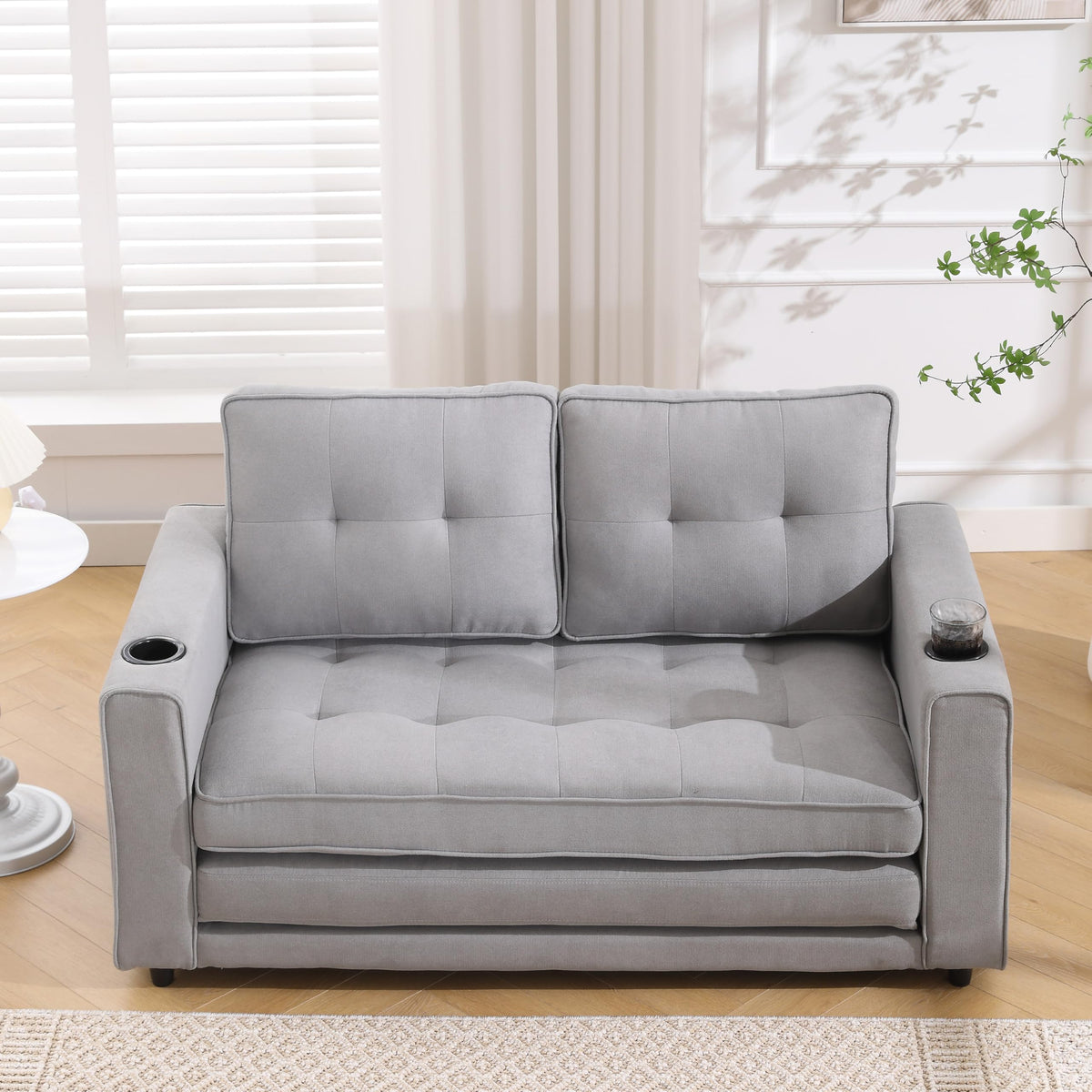Light Gray Convertible Futon Sofa Bed A40128