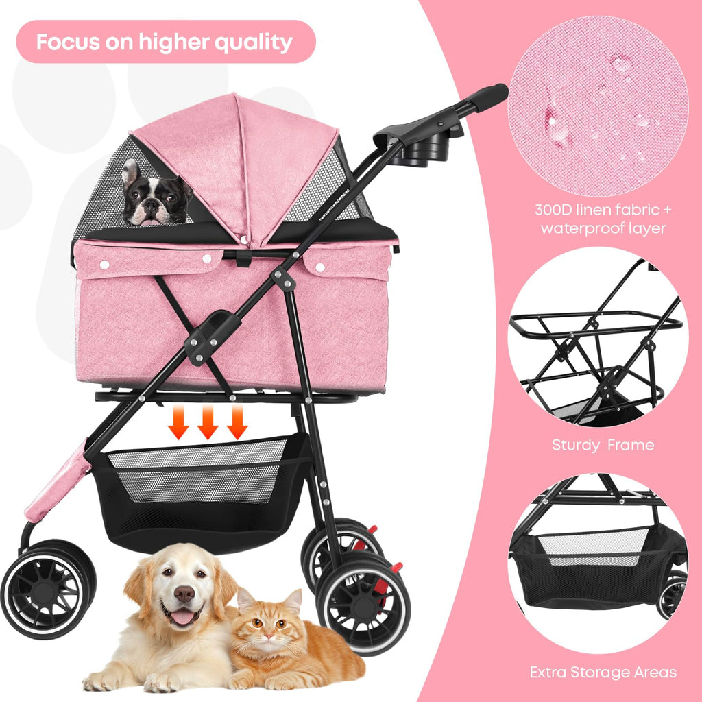 Pink 3 Wheels Pet Stroller R255078