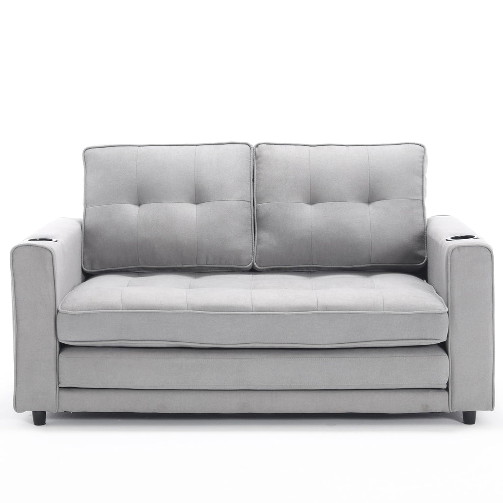 Light Gray Convertible Futon Sofa Bed A40128