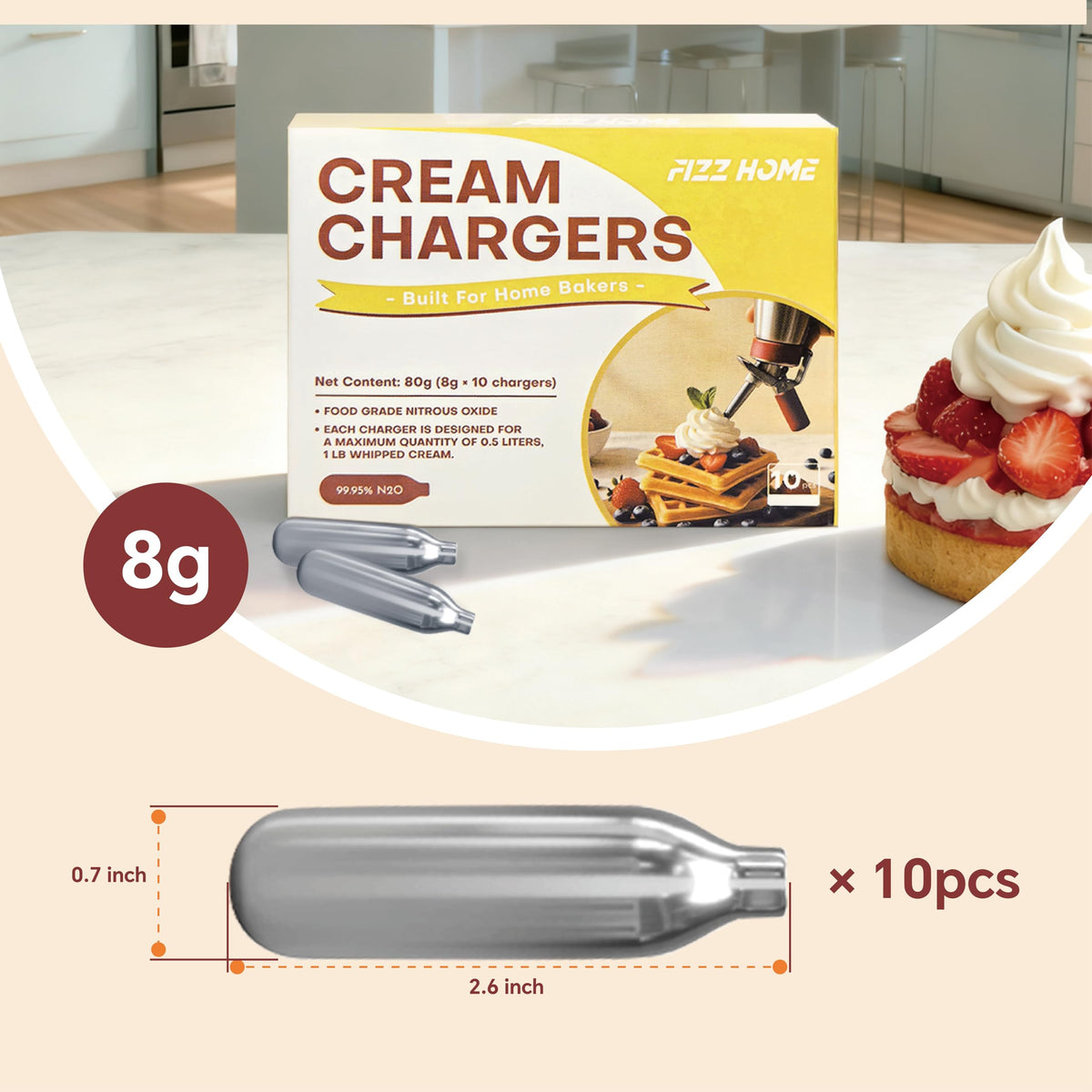 10-Pack 8g N2O Cream Chargers W4627