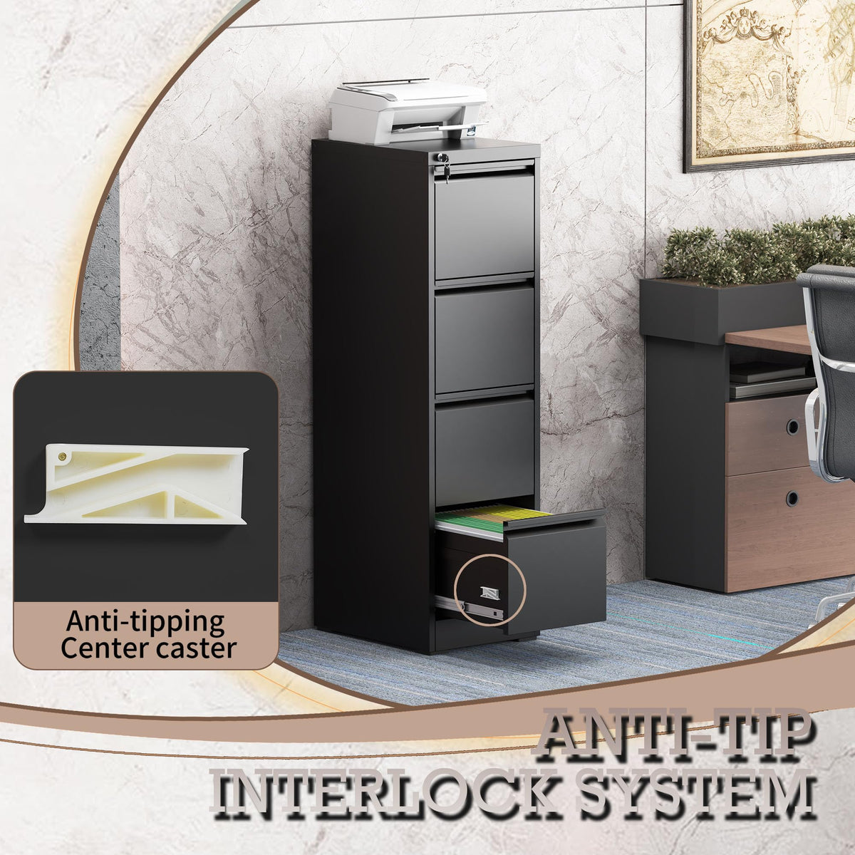 4 Drawer File Cabinet with Lock A718793