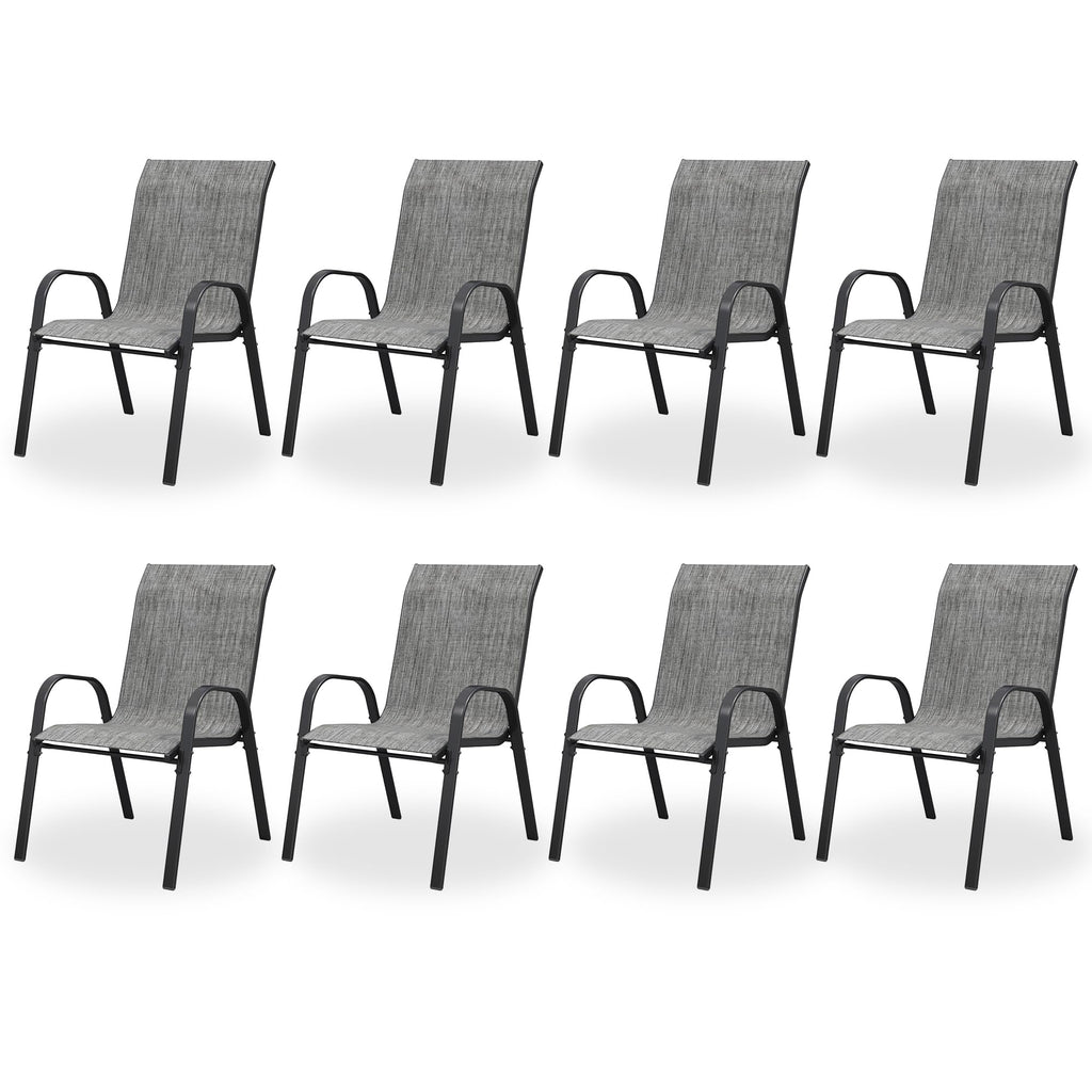 Light Gray Stacking Patio Dining Chairs Set of 8 F378047