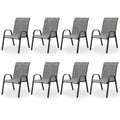 Light Gray Stacking Patio Dining Chairs Set of 8 F378047