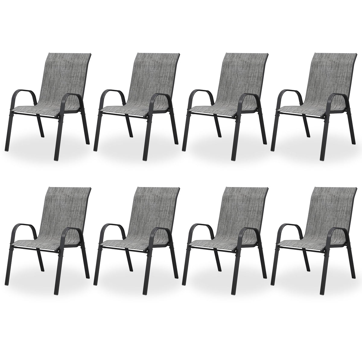 Light Gray Stacking Patio Dining Chairs Set of 8 F378047
