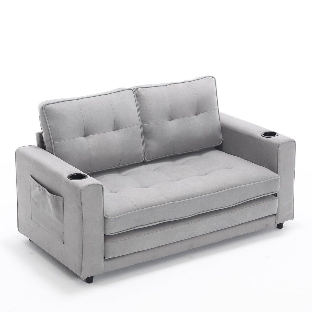 Light Gray Convertible Futon Sofa Bed A40128