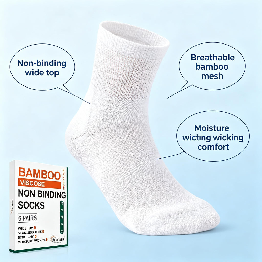 Bamboo Viscose Diabetic Socks 6 Pairs V797