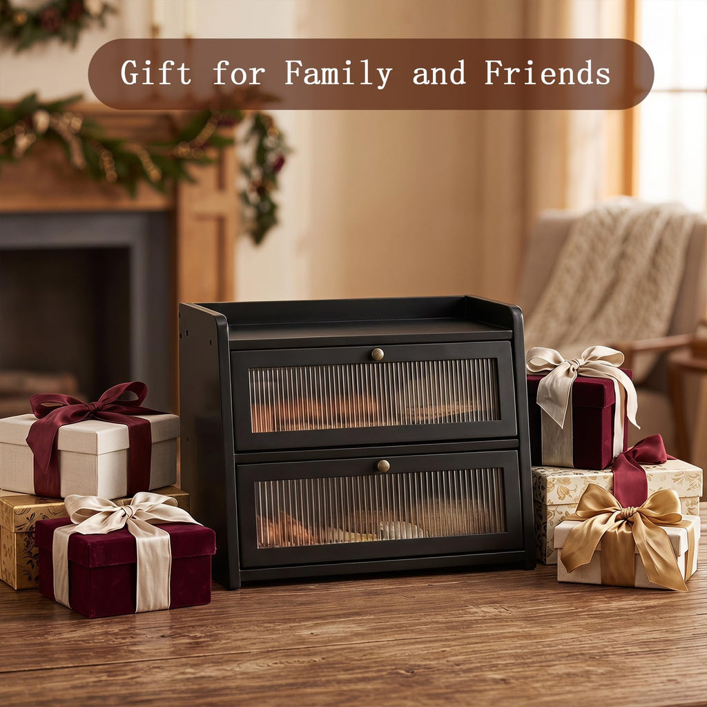 Large Bamboo Bread Box with Window S718724
