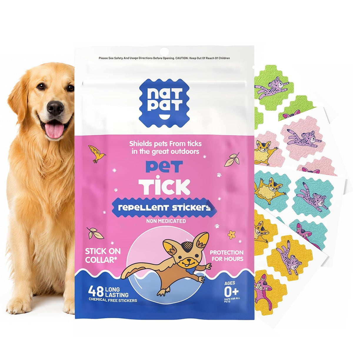 Tick Repellent Pet Patches for Dogs and Cats, 48 Count B883583