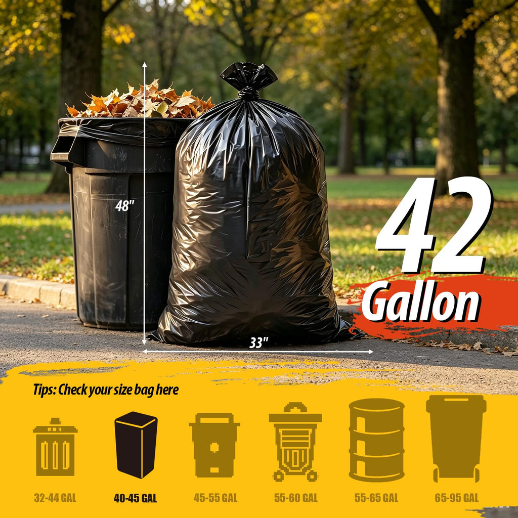 Black 42 Gallon Trash Bags 10 Count O338958