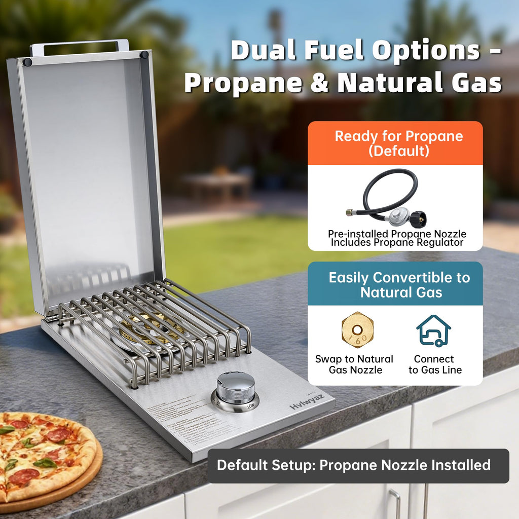 Built-in Side Burner for Outdoor Kitchen, Propane & Natural Gas, 304 SS C413