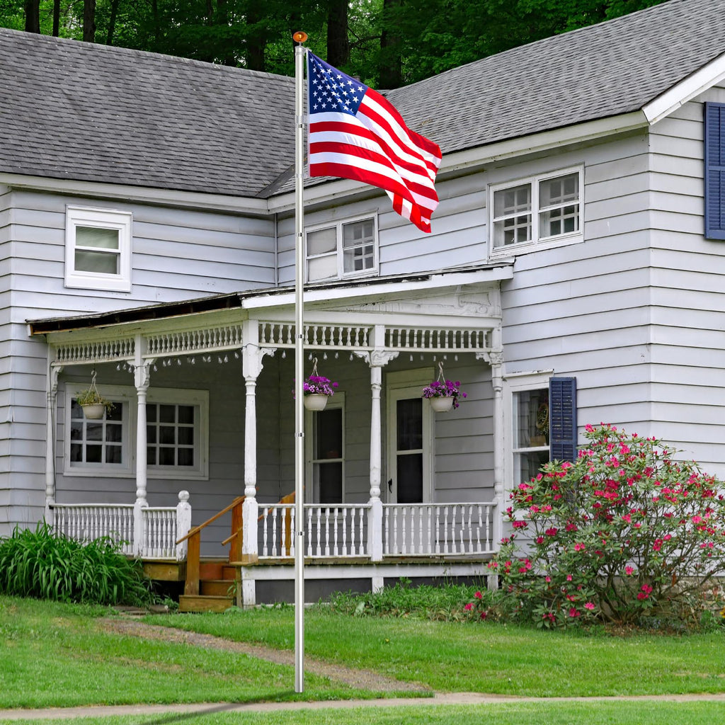 20FT Sectional Heavy Duty Aluminum Flag Pole Kit with 3x5 ft American Flag E708