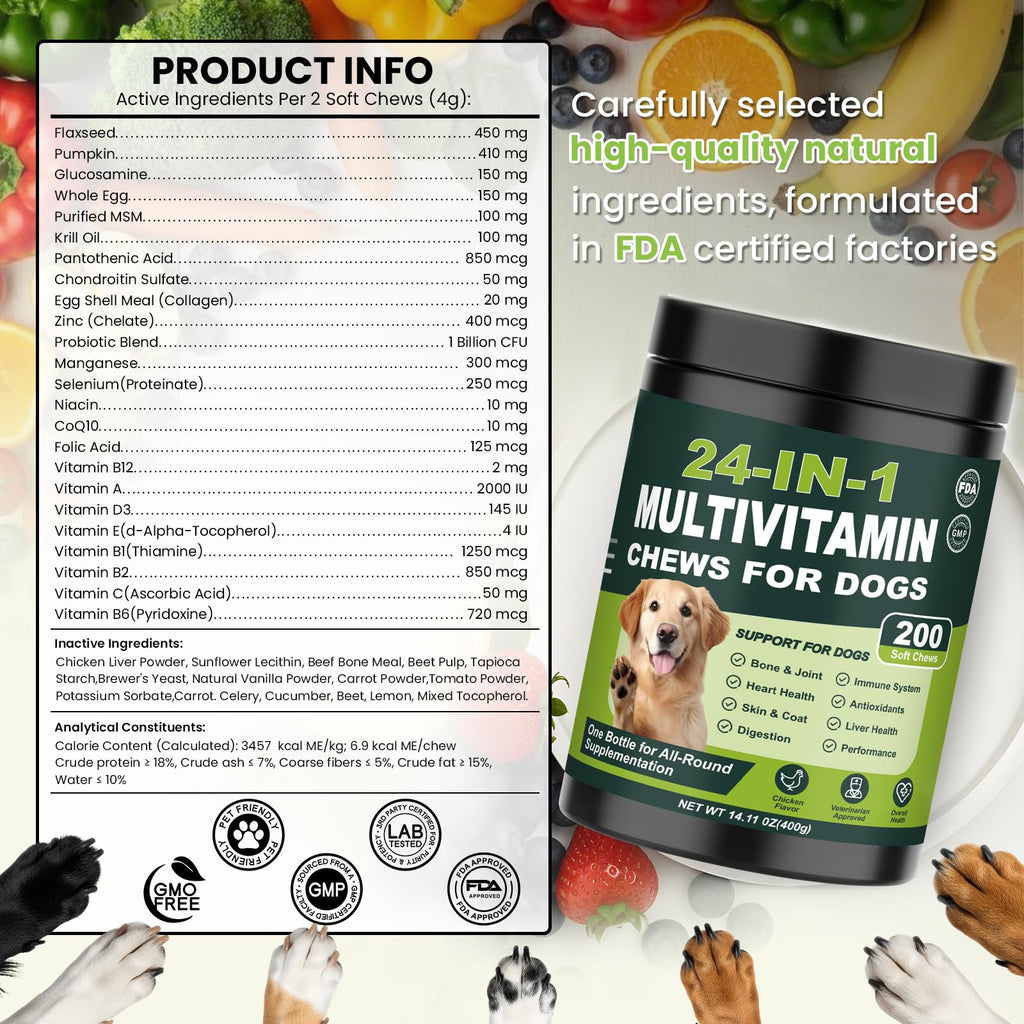 Dog Vitamins and Supplements 200 Ct Multivitamin M896