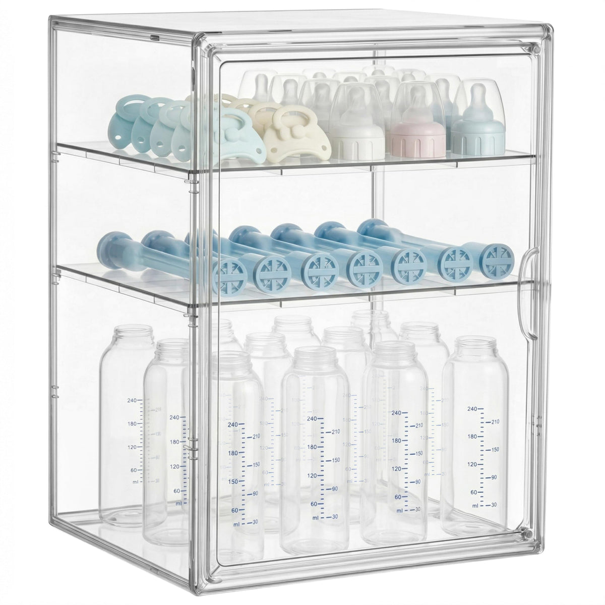 3 Tiers Adjustable Clear Acrylic Baby Bottle Storage Organizer K22769