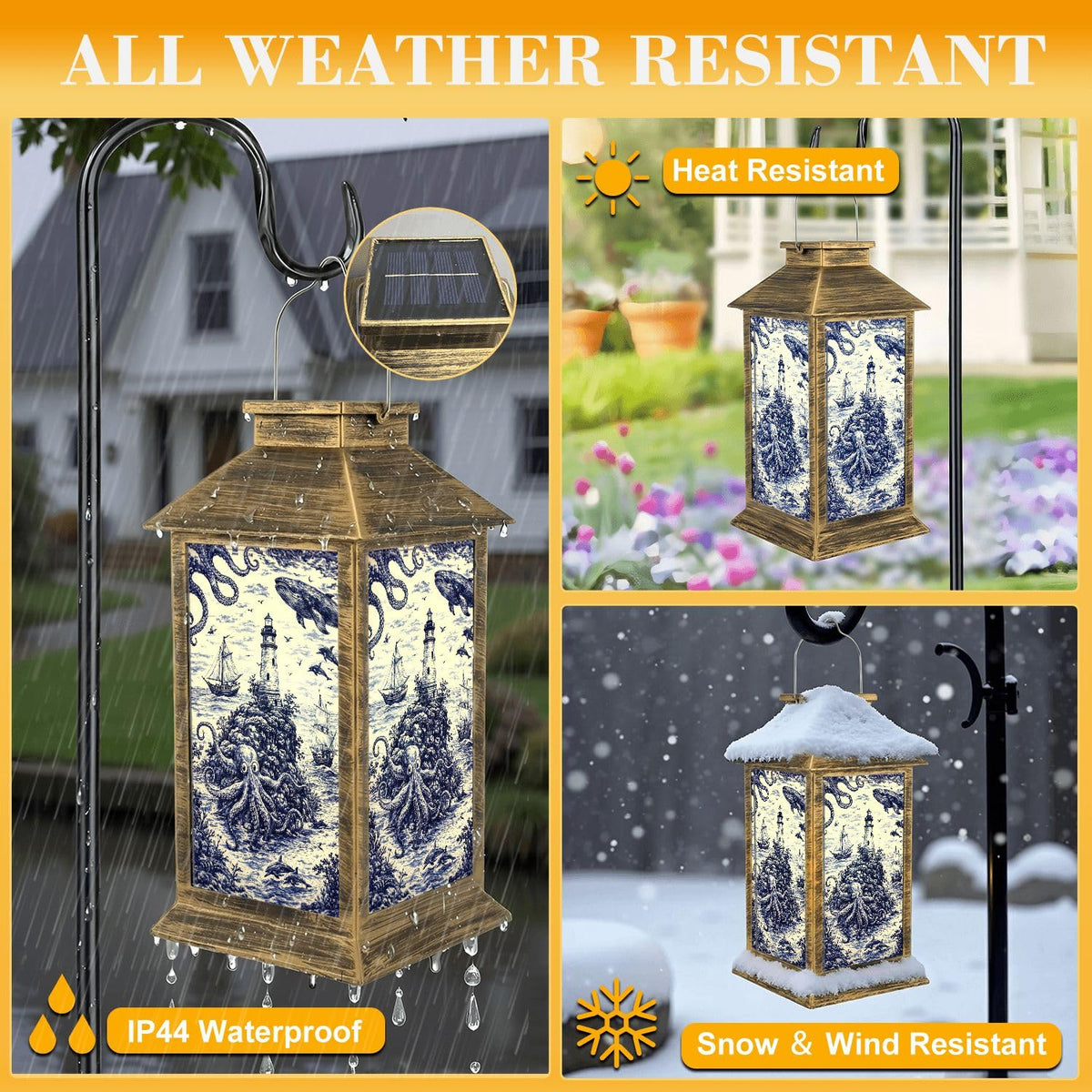 Blue Waterproof Solar Lantern E129