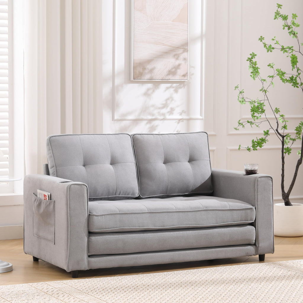 Light Gray Convertible Futon Sofa Bed A40128