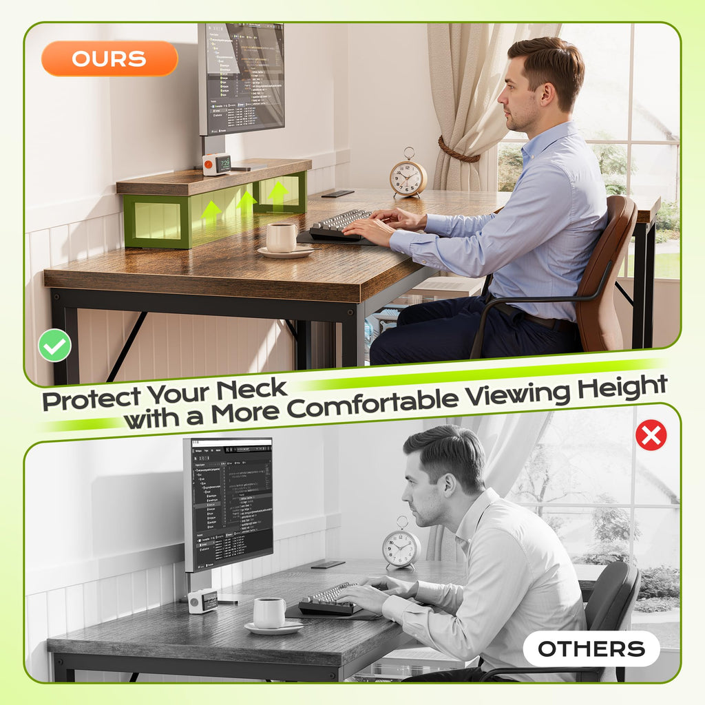 53" L Shaped Computer Desk with Outlets T180394
