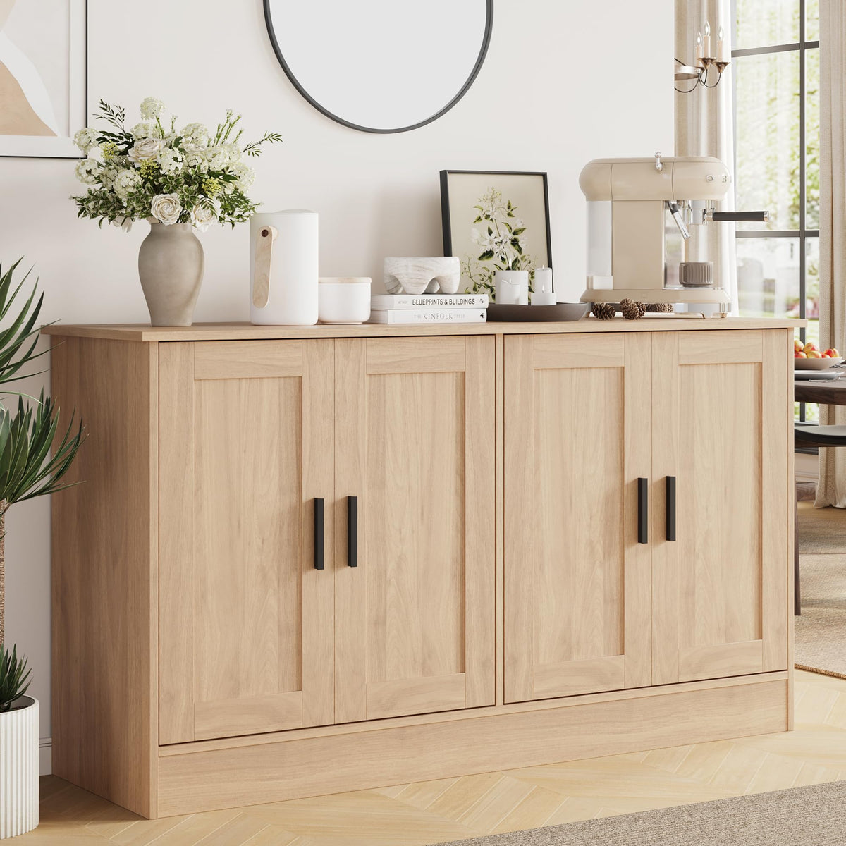 53" Oak Buffet Cabinet with Storage N814693