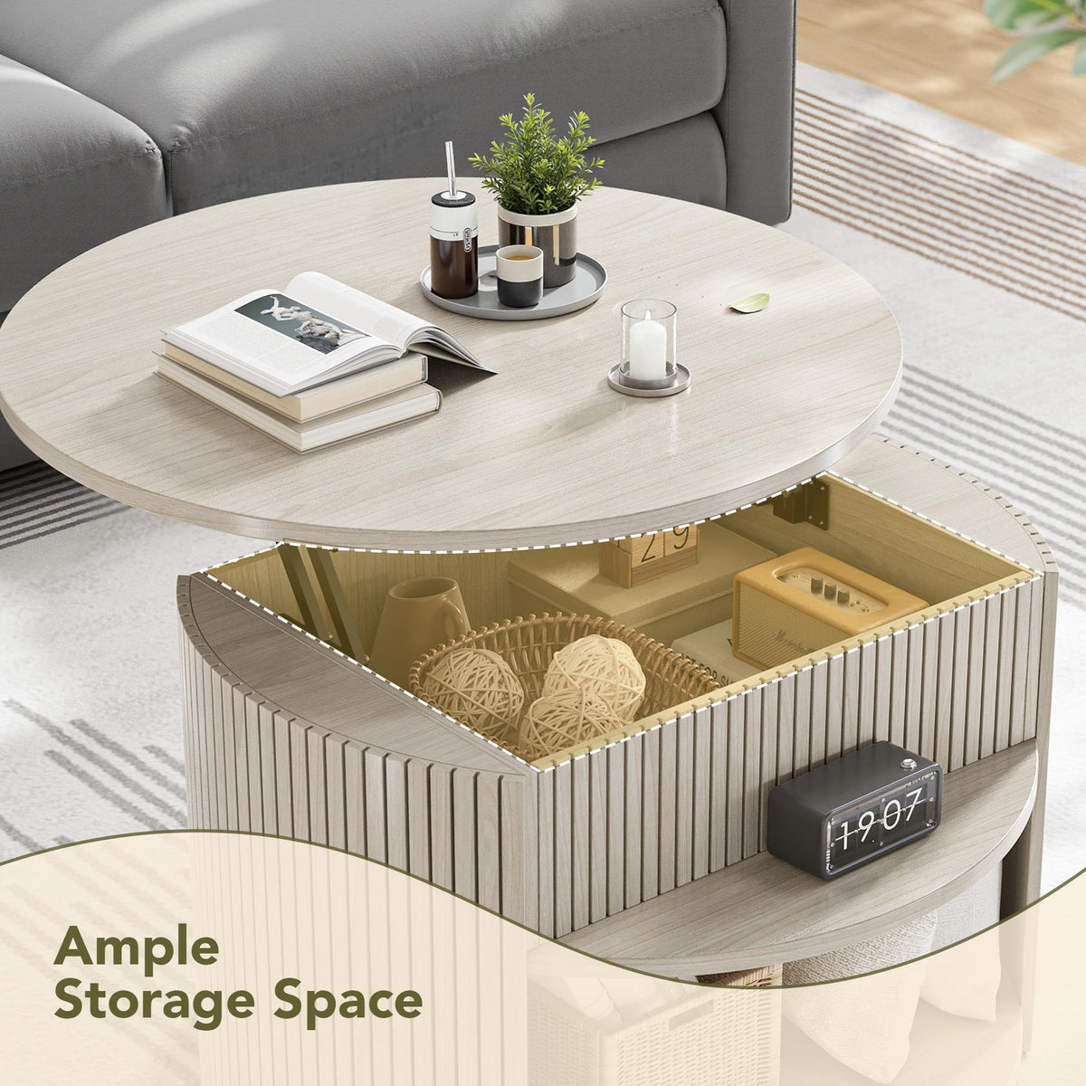 Round Lift Top Coffee Table with Storage M207163