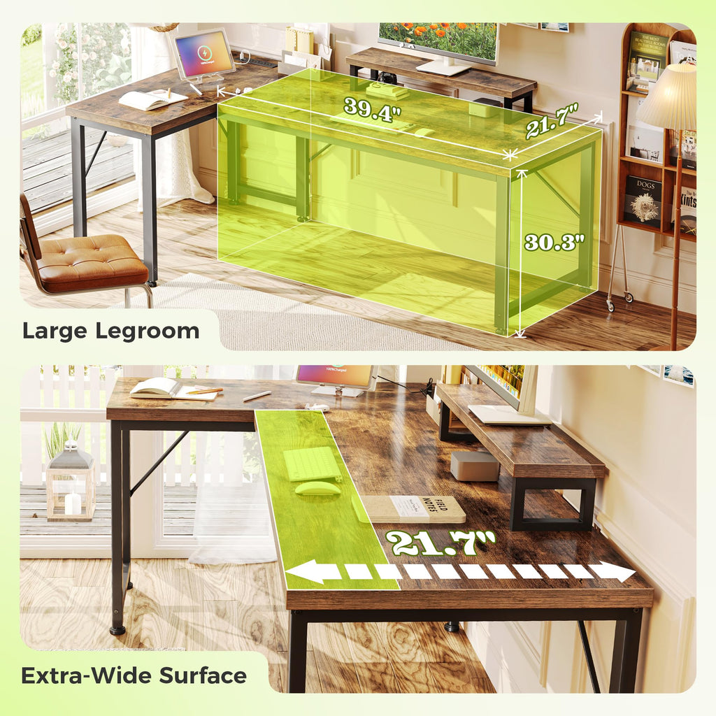 53" L Shaped Computer Desk with Outlets T180394