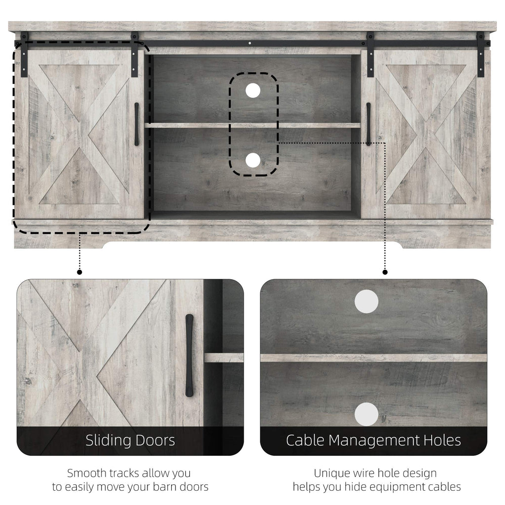 65 Inch Oak TV Stand with Storage Cabinet I56783