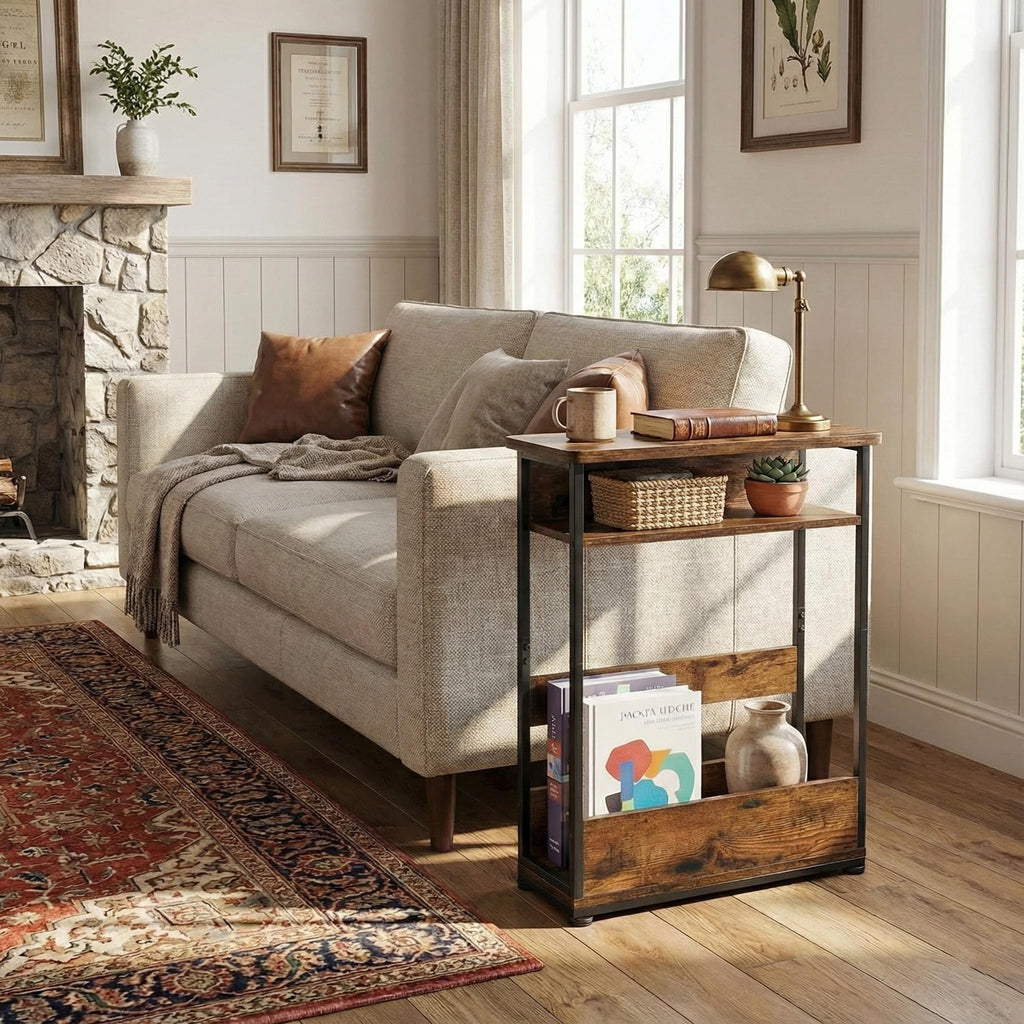 3-Tier Narrow Side Table with Storage Shelf G134