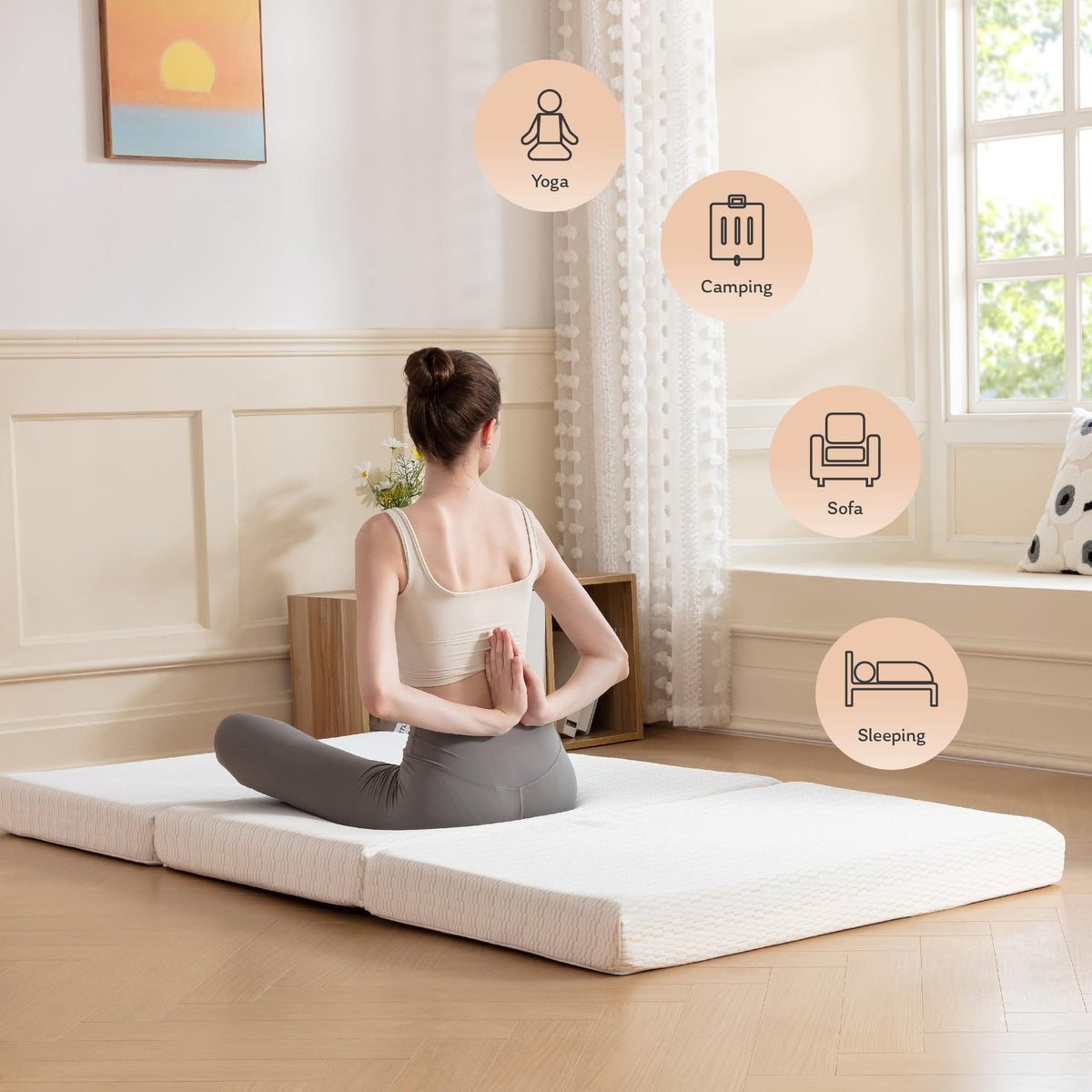 3 Inch Twin Tri Fold Memory Foam Mattress Topper Z1972