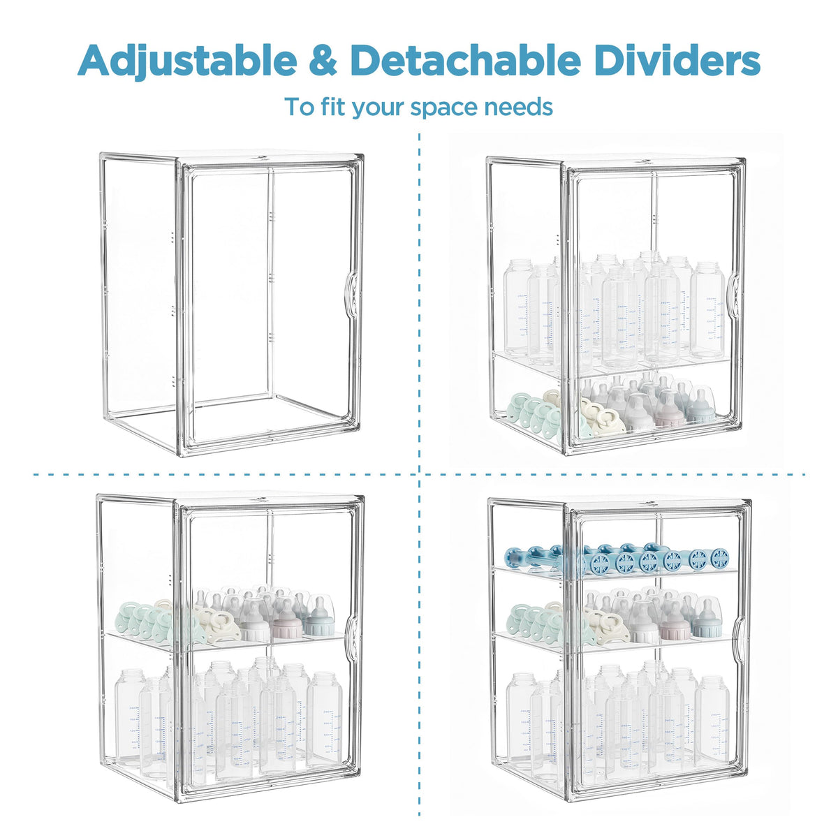 3 Tiers Adjustable Clear Acrylic Baby Bottle Storage Organizer K22769