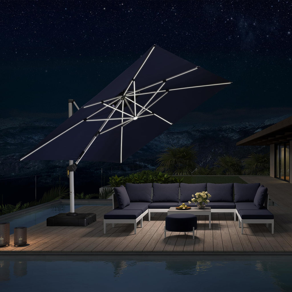 12'X12' Double Top Solar LED Light Patio Umbrella M292256