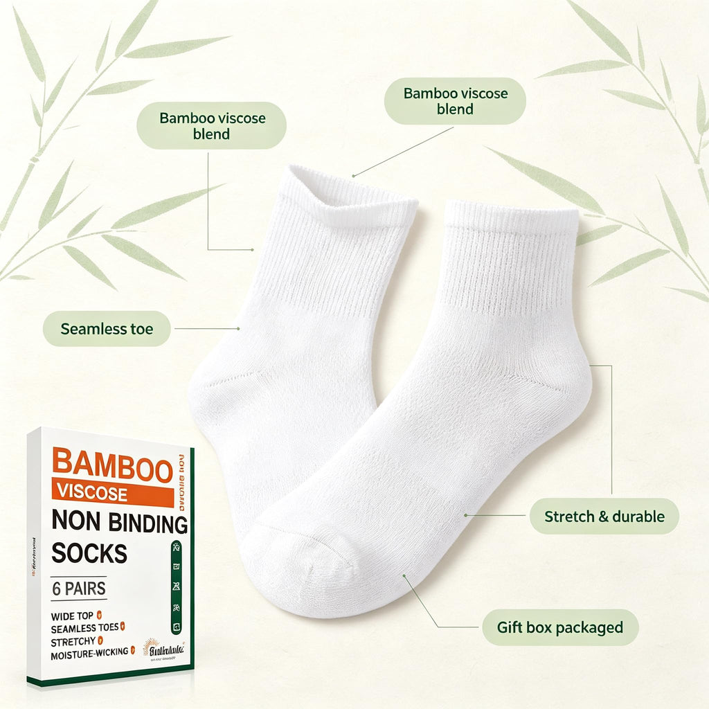 Bamboo Viscose Diabetic Socks 6 Pairs V797