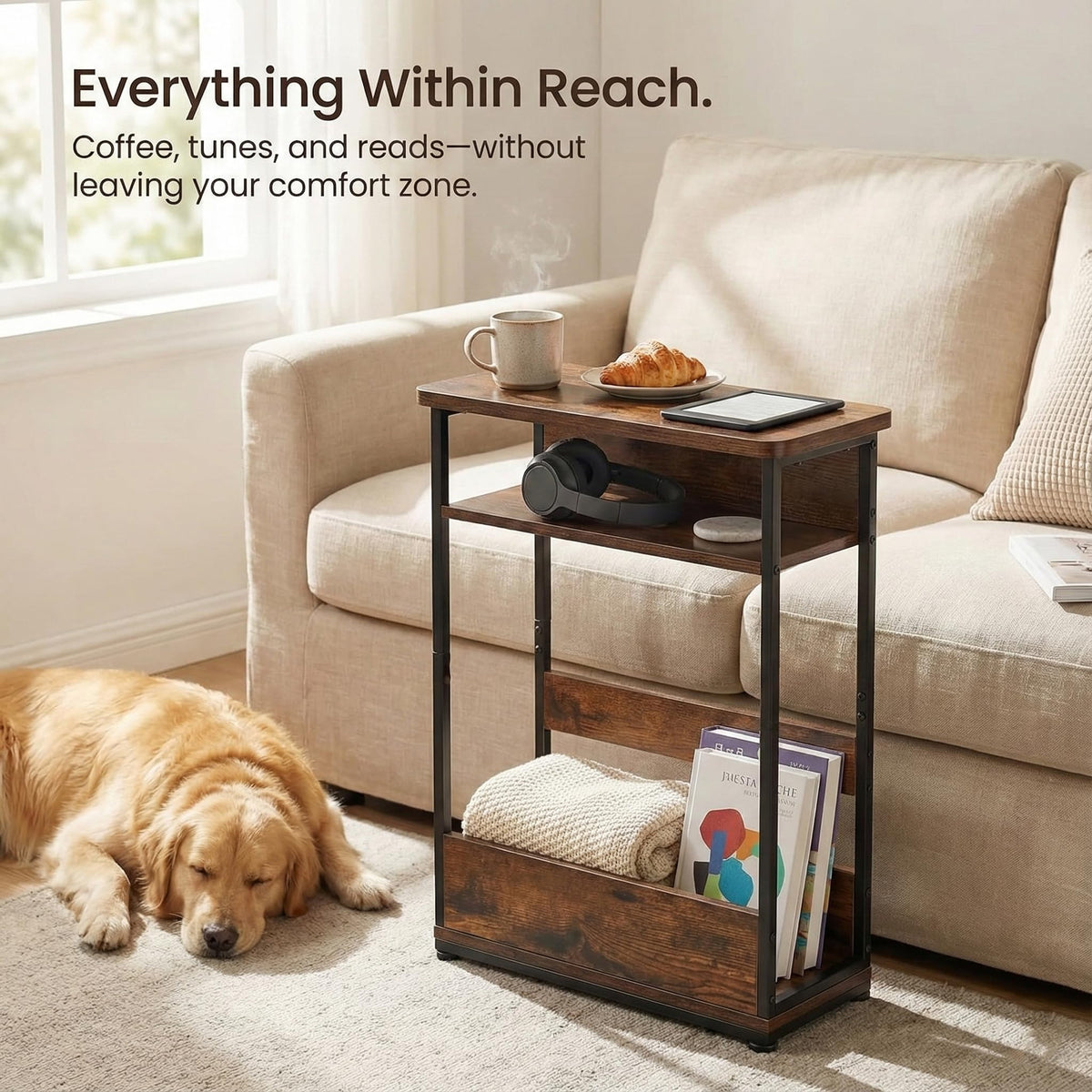 3-Tier Narrow Side Table with Storage Shelf G134