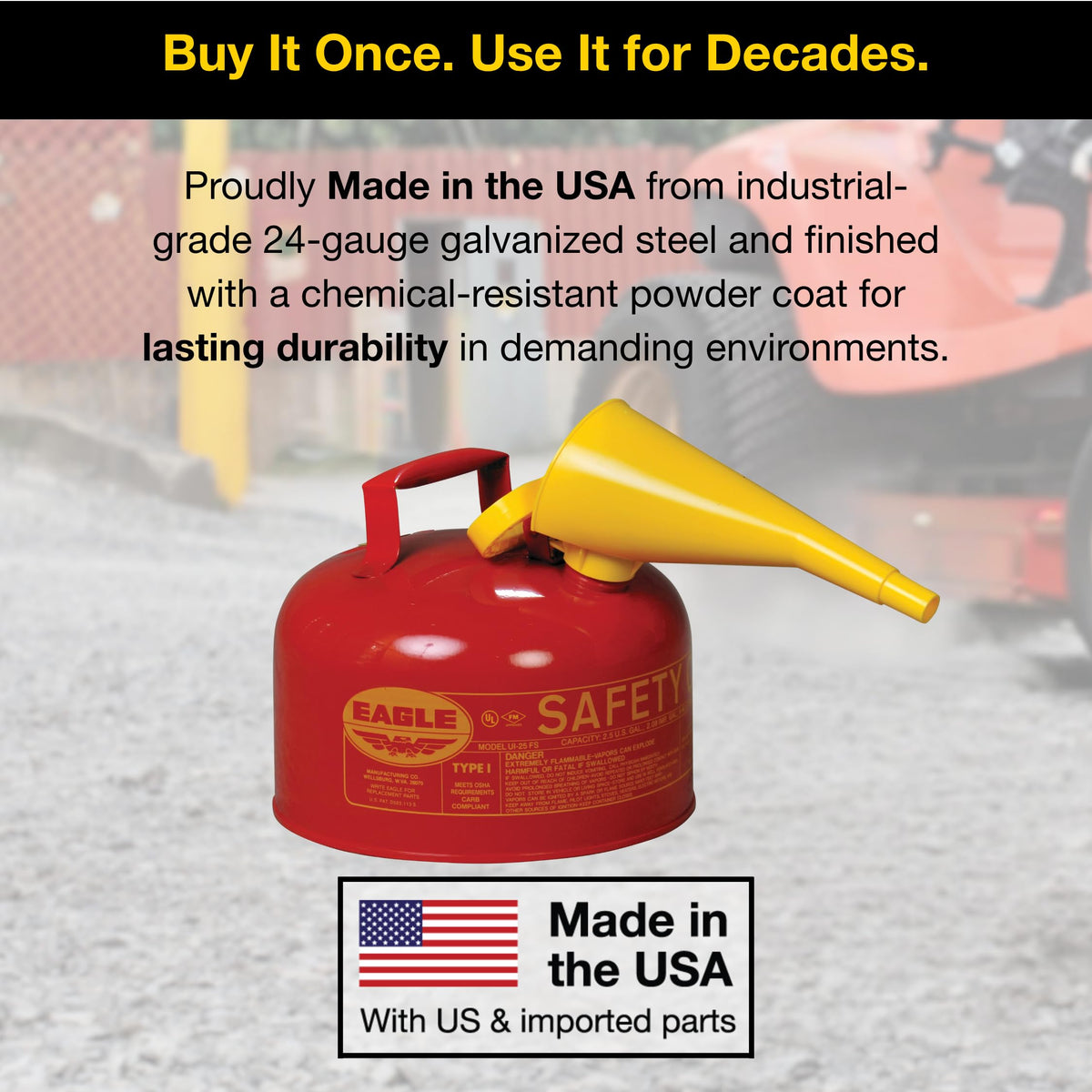 2.5 Gallon Type I Red Gas Can B6827