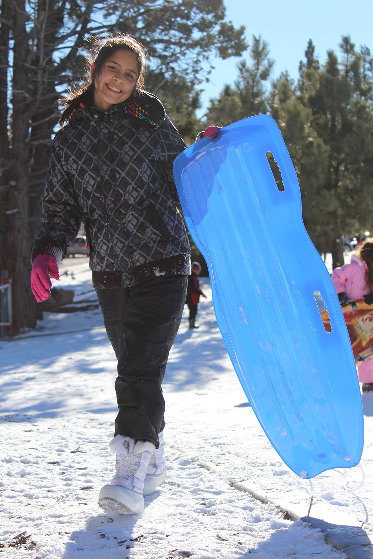 Plastic Toboggan Snow Sled with Pull Rope and Handles P71686