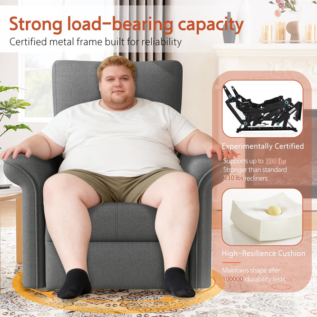 Dark Gray Velvet Power Swivel Rocker Recliner Chair U47505