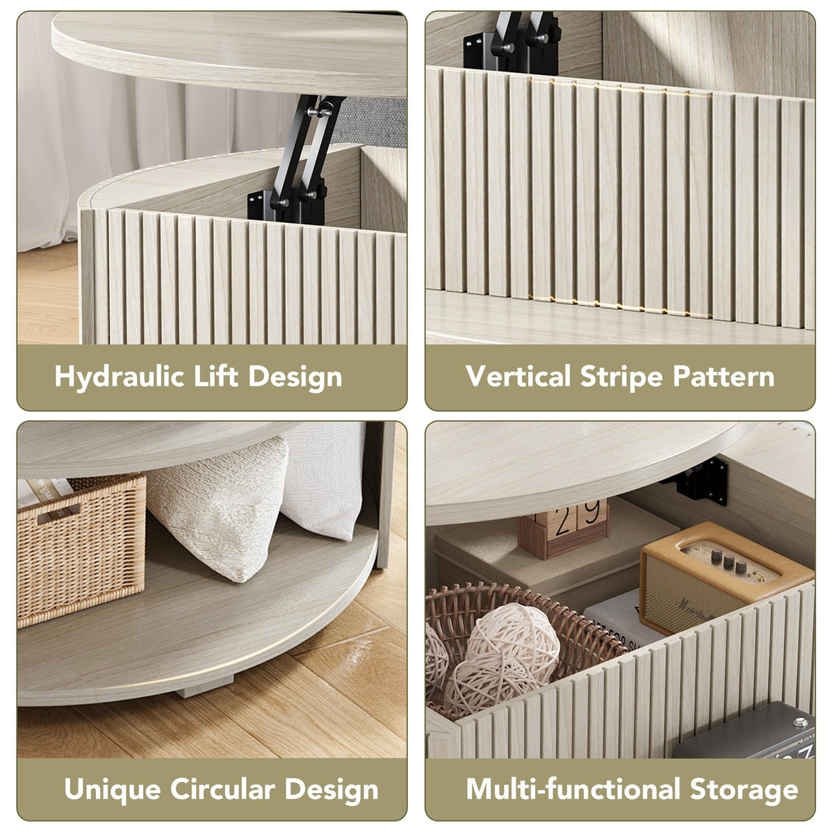 Round Lift Top Coffee Table with Storage M207163