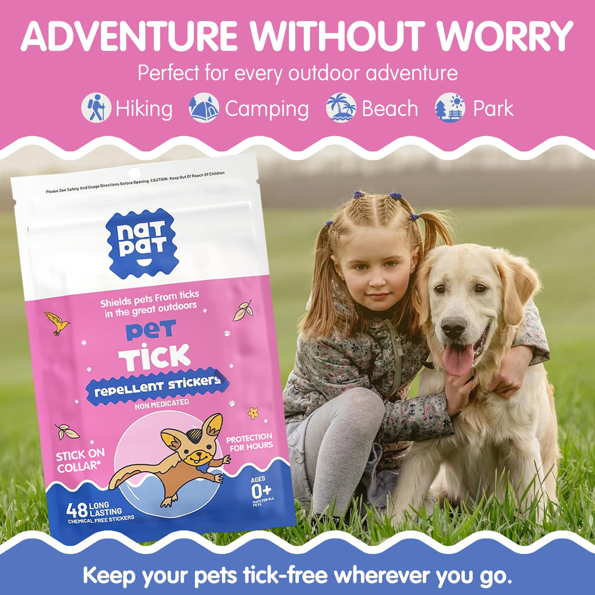 Tick Repellent Pet Patches for Dogs and Cats, 48 Count B883583