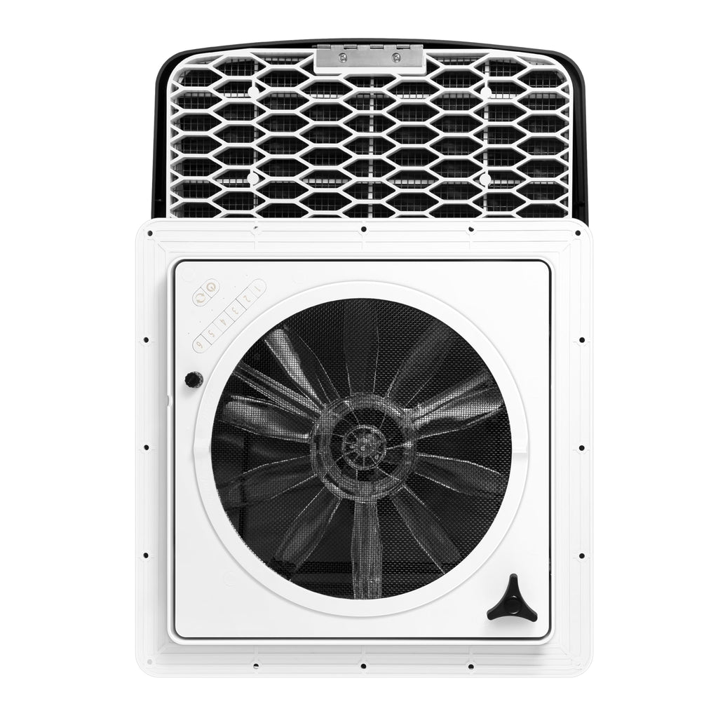 RV Roof Vent Fan 6-Speed Reversible 12V Smoked 14" x 14" B5462