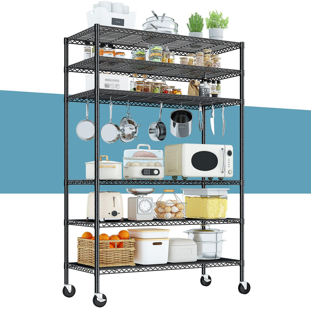 82" 6-Tier Adjustable Storage Shelves with Wheels U1920