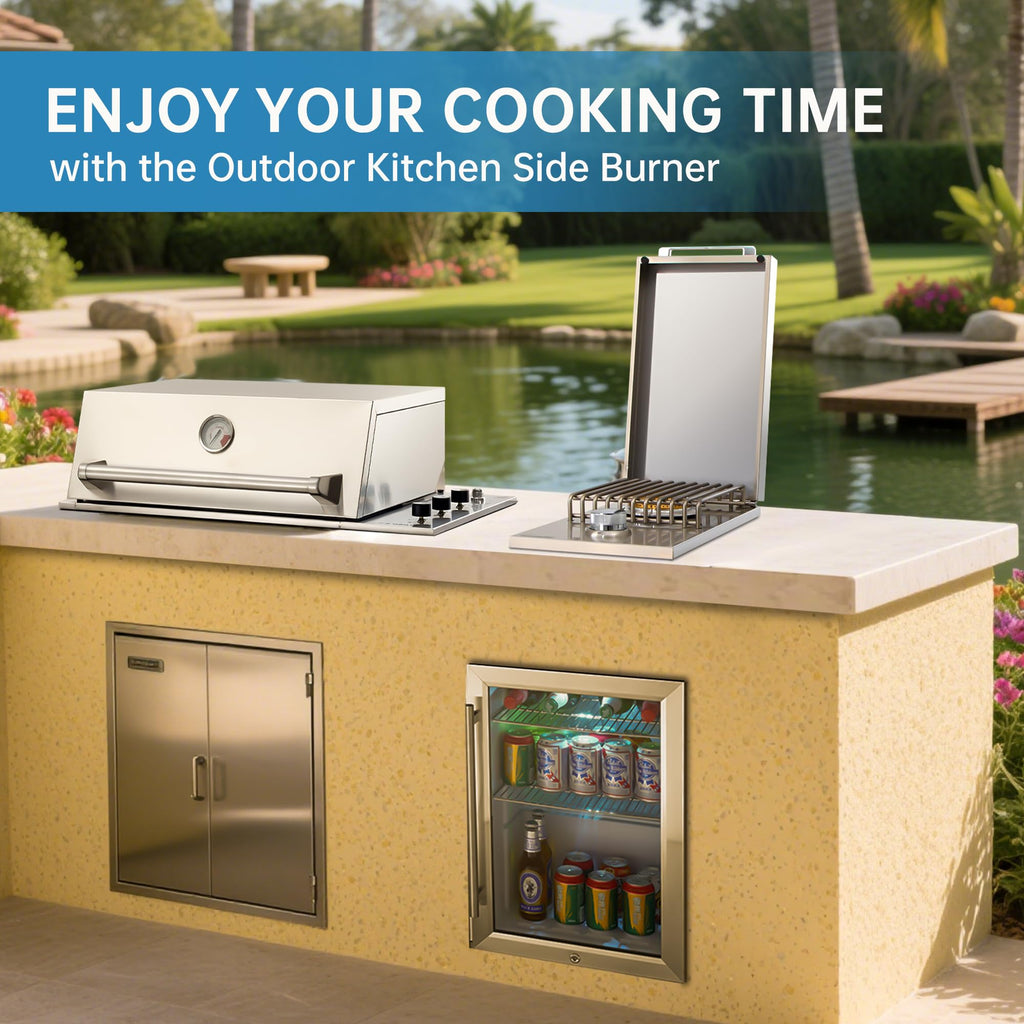 Built-in Side Burner for Outdoor Kitchen, Propane & Natural Gas, 304 SS C413