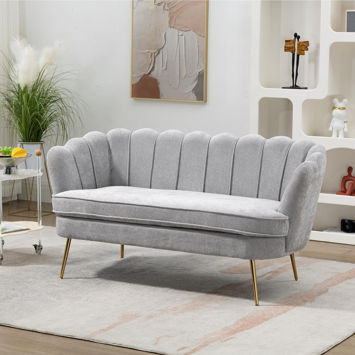 Light Gray Small Loveseat Sofa Z42193