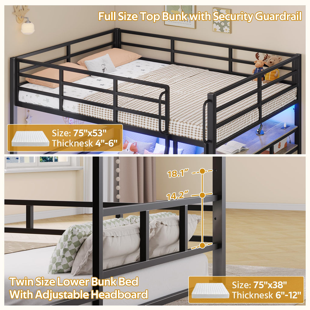 Full Over Twin Bunk Bed with 8 Drawers & 4 Shelves Y21394