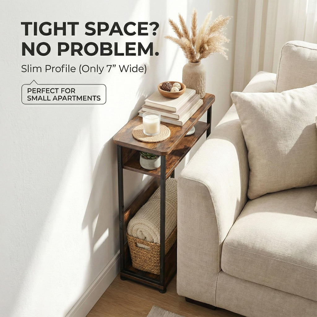 3-Tier Narrow Side Table with Storage Shelf G134