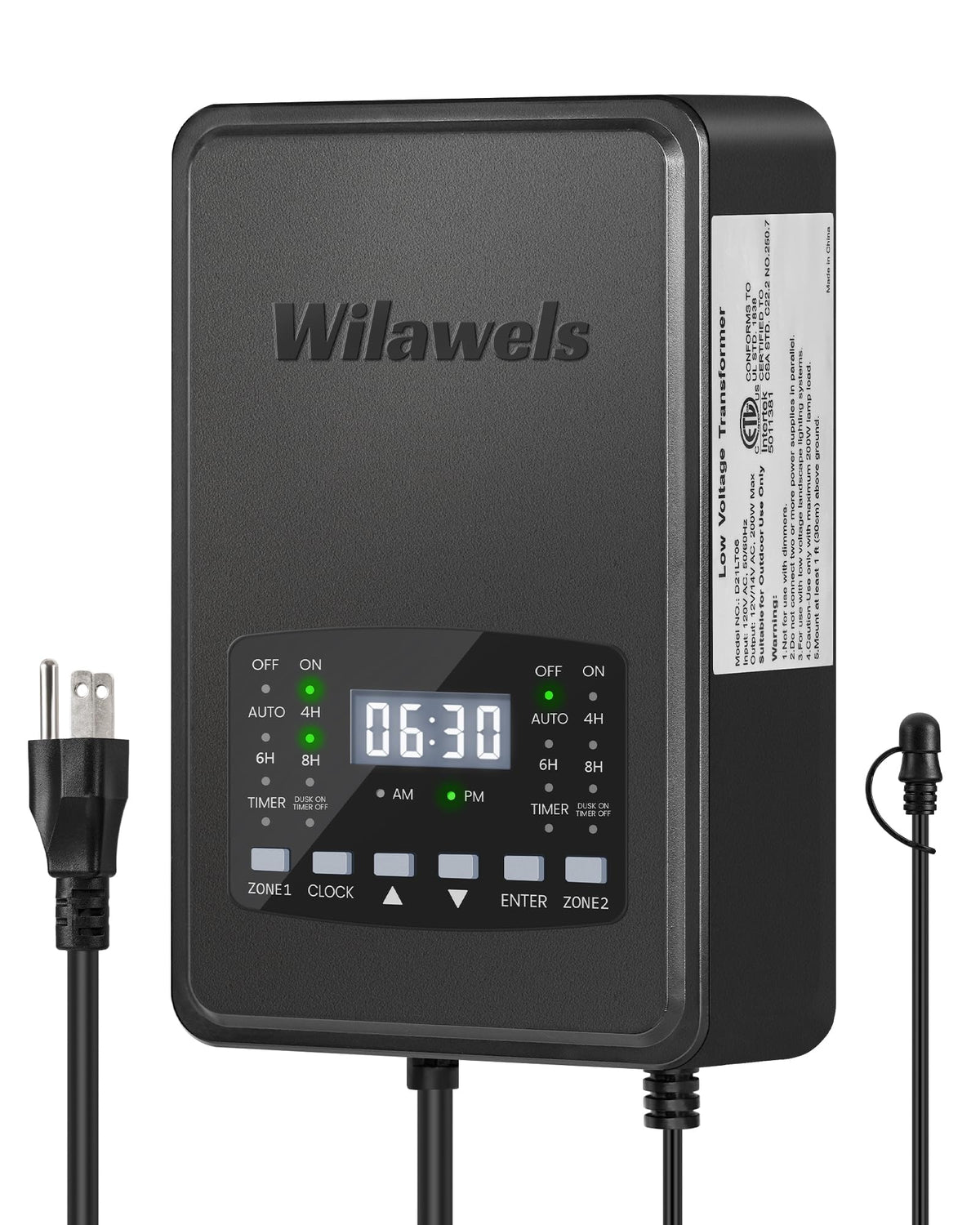 200W Low Voltage Landscape Transformer with Timer & Photocell Sensor N5868