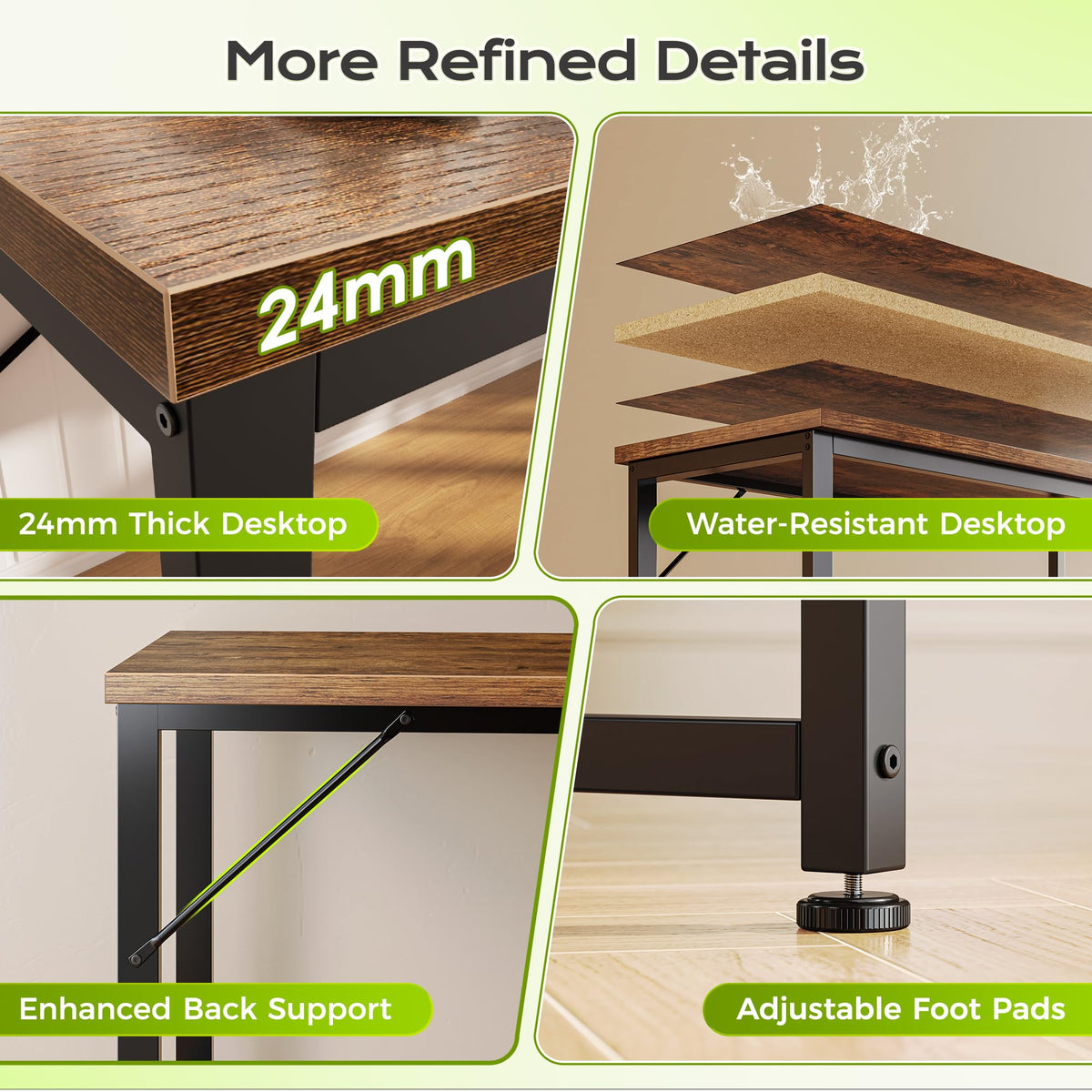 53" L Shaped Computer Desk with Outlets T180394